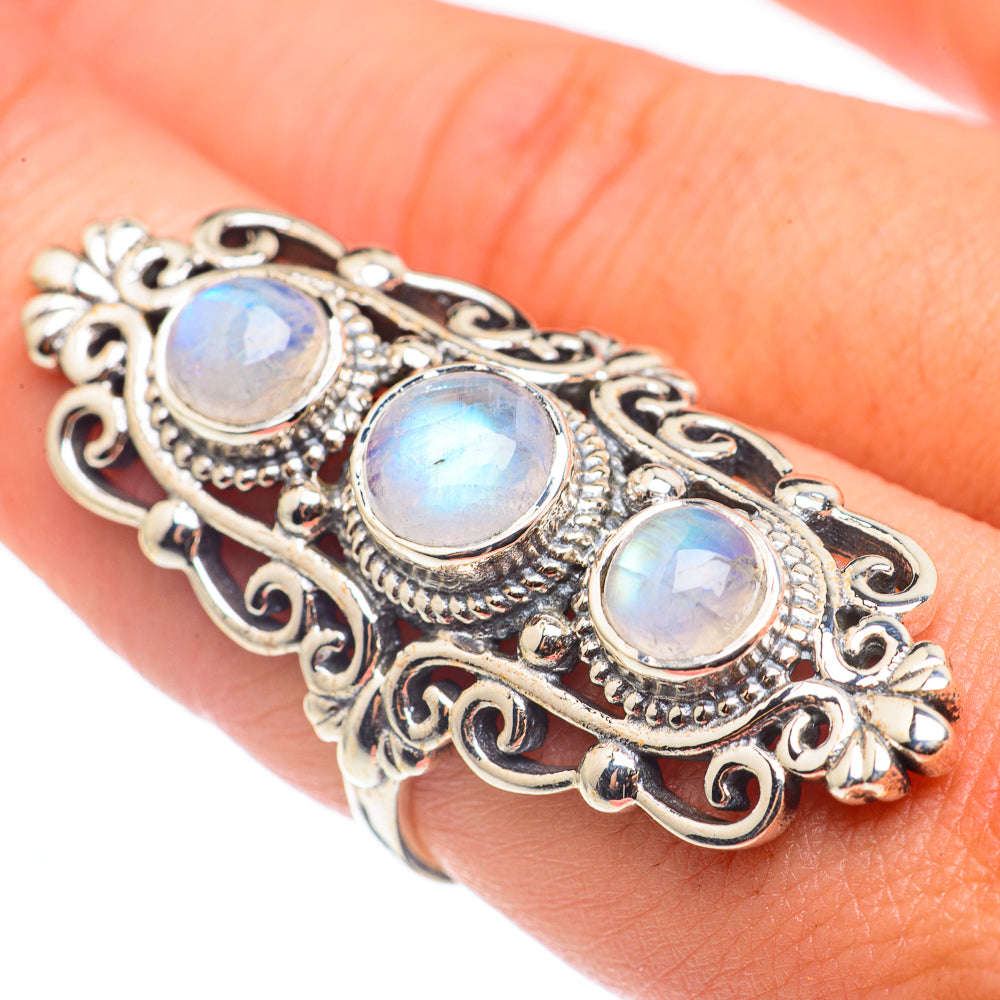 Rainbow Moonstone Rings handcrafted by Anasilvercos - RING68645