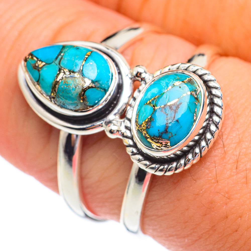 Blue Copper Composite Turquoise Rings handcrafted by Anasilvercos - RING68677