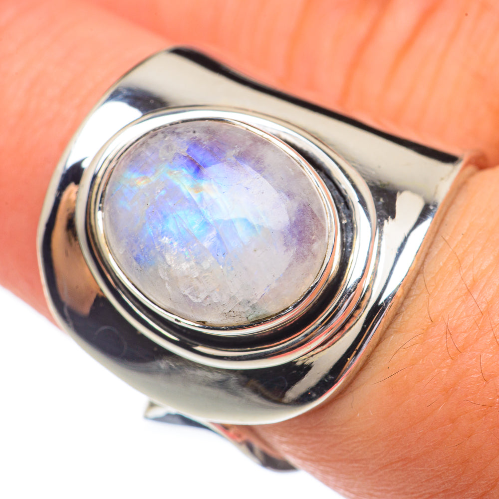Rainbow Moonstone Rings handcrafted by Anasilvercos - RING68703
