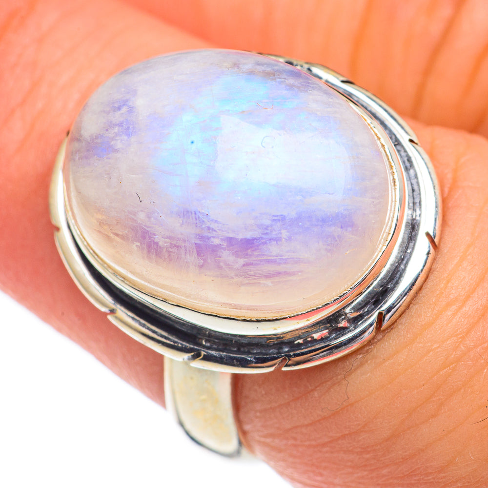 Rainbow Moonstone Rings handcrafted by Anasilvercos - RING68704