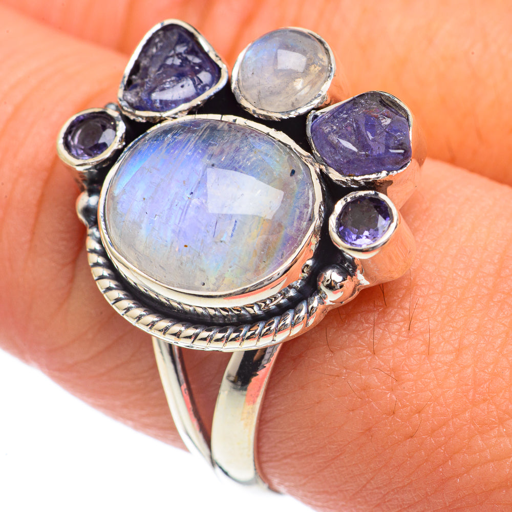 Rainbow Moonstone Rings handcrafted by Anasilvercos - RING68732
