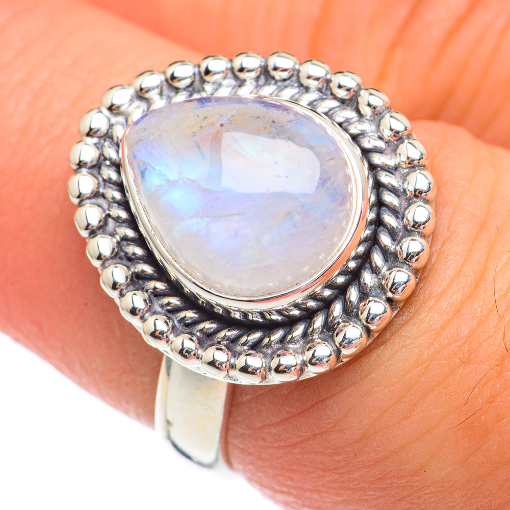 Rainbow Moonstone Rings handcrafted by Anasilvercos - RING68741
