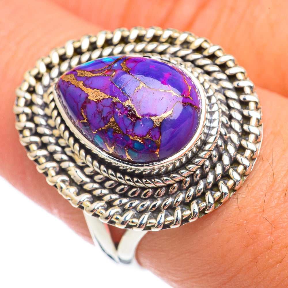 Purple Copper Composite Turquoise Rings handcrafted by Anasilvercos - RING68766