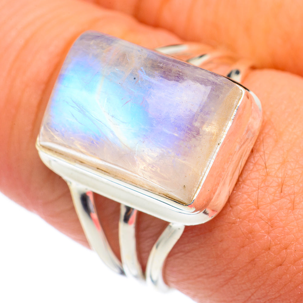 Rainbow Moonstone Rings handcrafted by Anasilvercos - RING68770