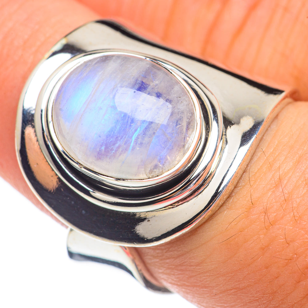 Rainbow Moonstone Rings handcrafted by Anasilvercos - RING68772