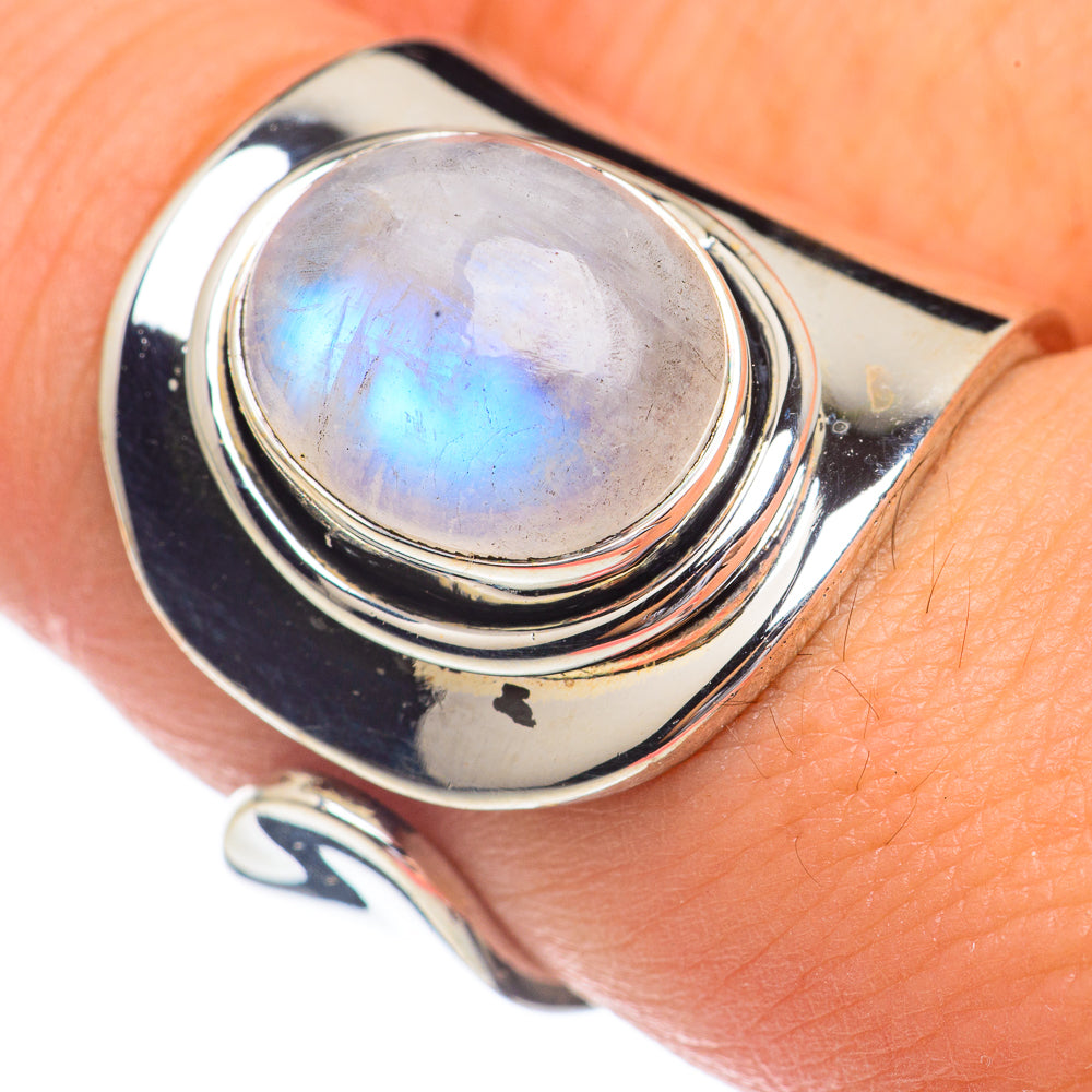Rainbow Moonstone Rings handcrafted by Anasilvercos - RING68804