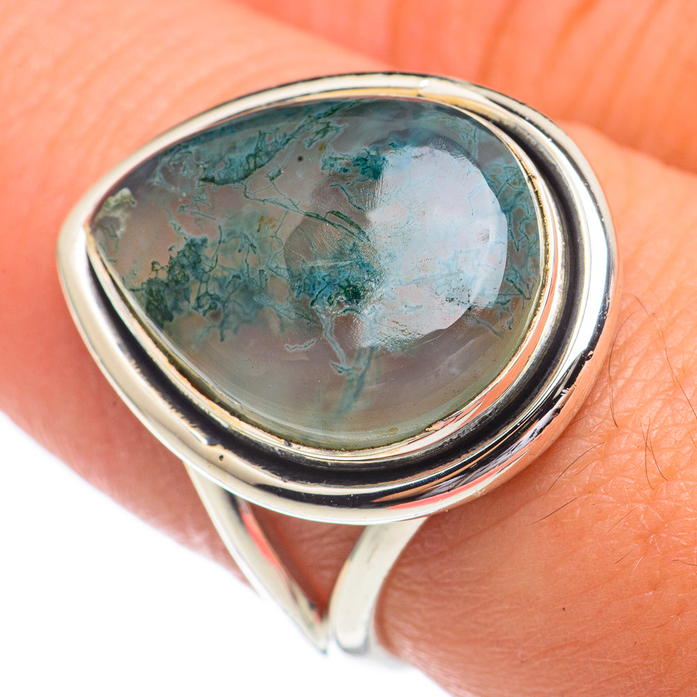 Green Moss Agate Rings handcrafted by Anasilvercos - RING68813
