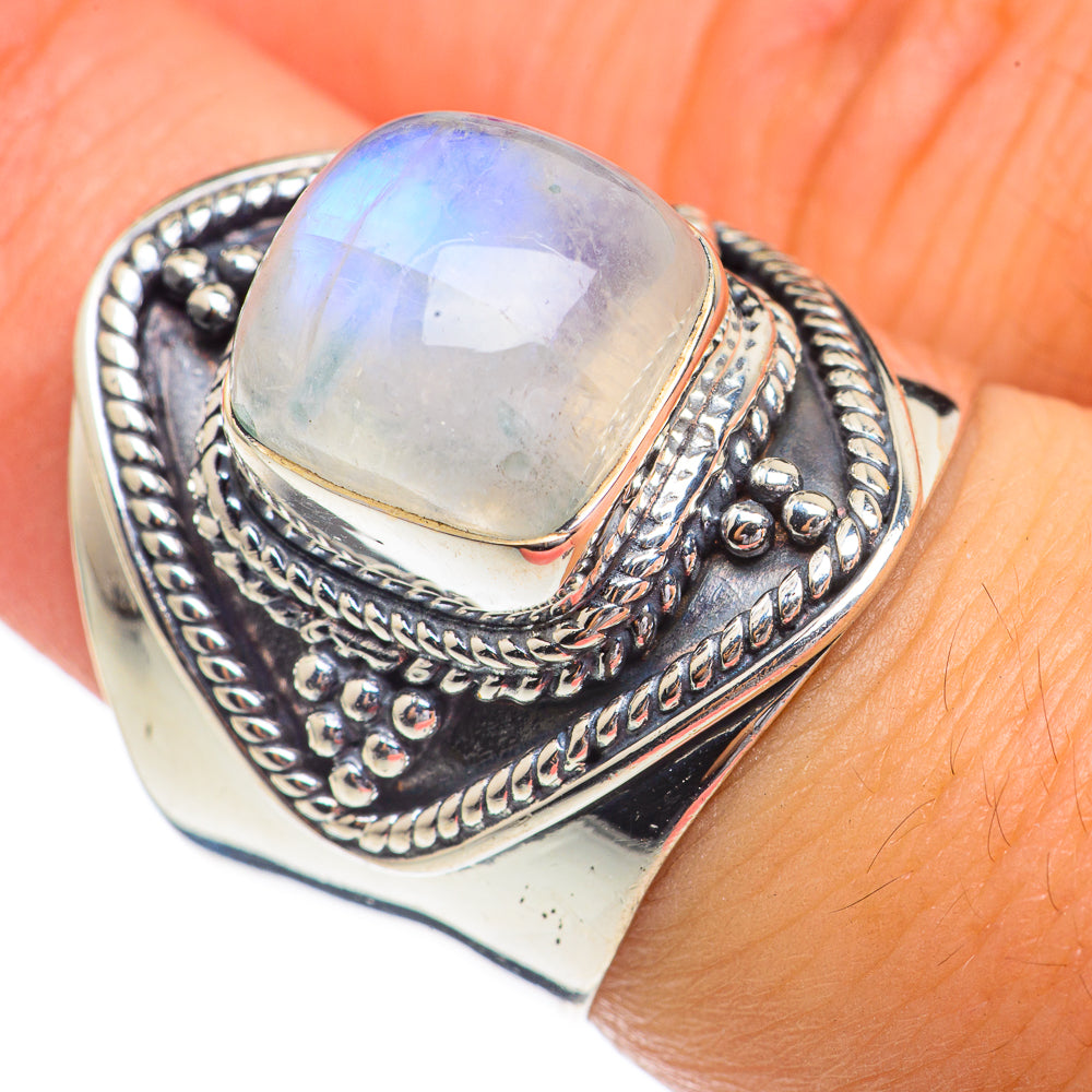 Rainbow Moonstone Rings handcrafted by Anasilvercos - RING68839