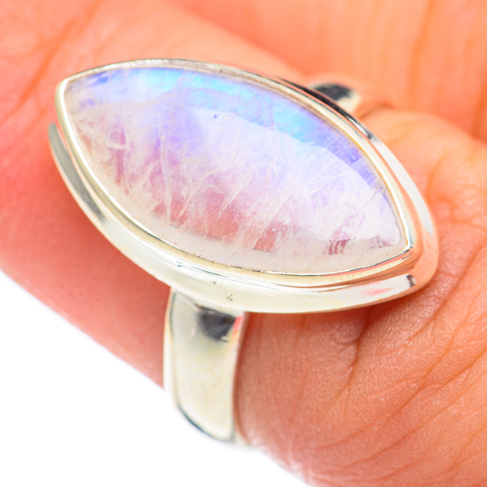 Rainbow Moonstone Rings handcrafted by Anasilvercos - RING68869