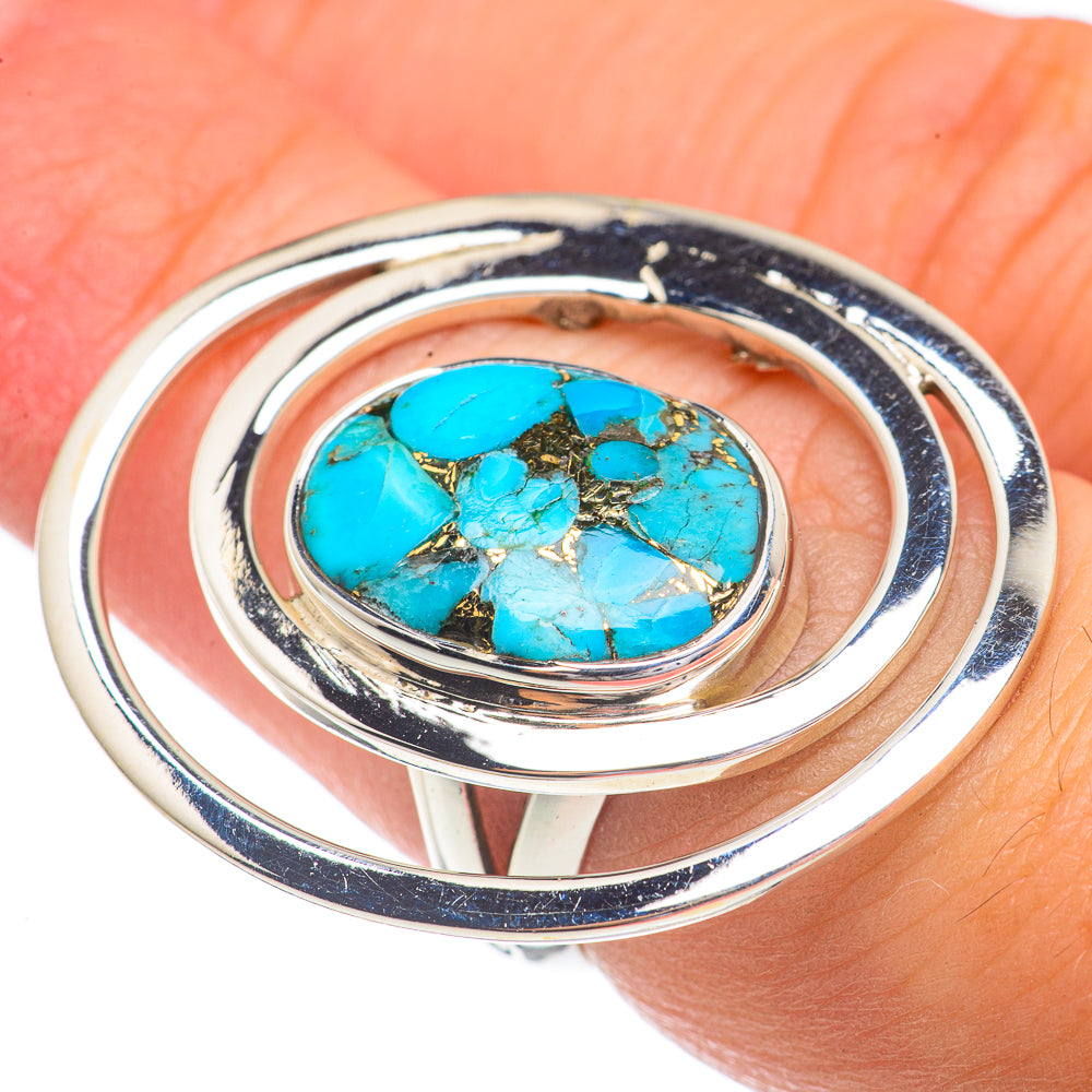 Blue Copper Composite Turquoise Rings handcrafted by Anasilvercos - RING68930