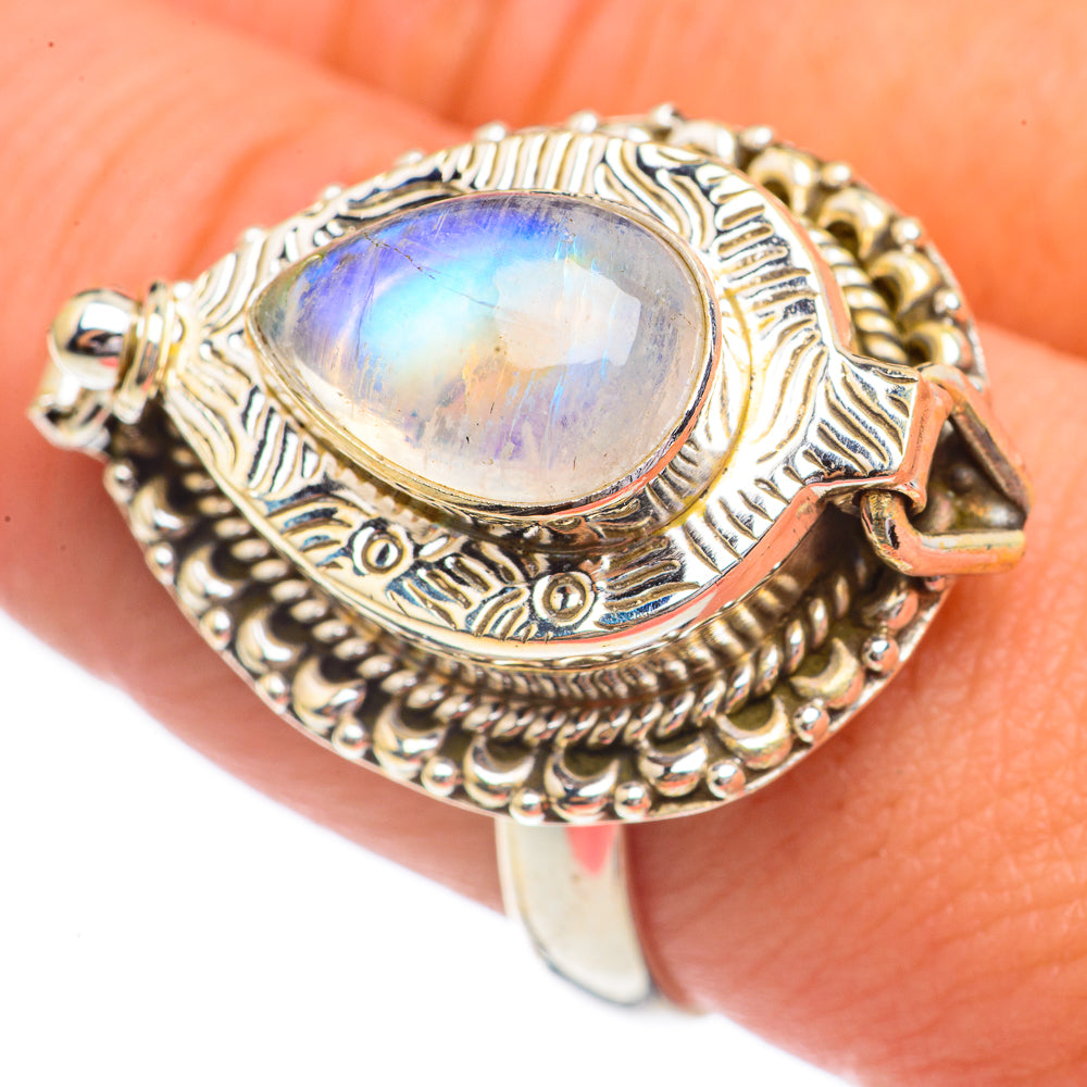 Rainbow Moonstone Rings handcrafted by Anasilvercos - RING68979