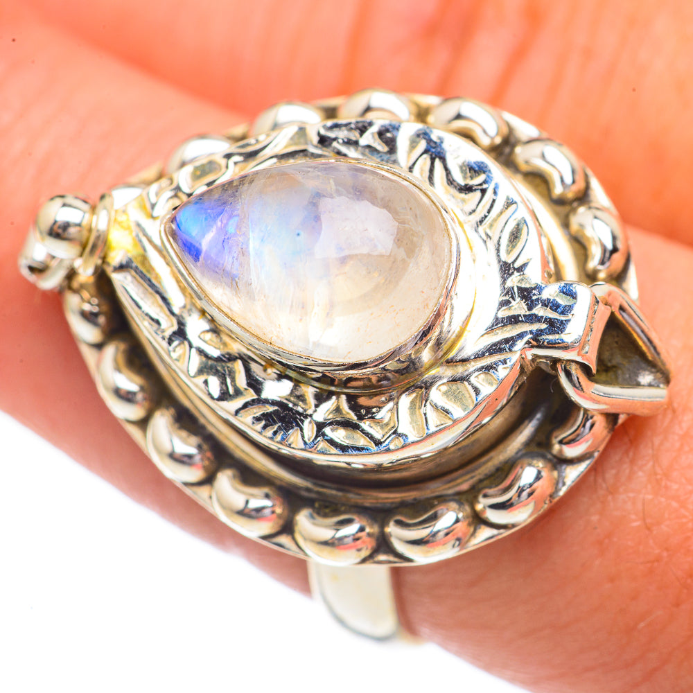 Rainbow Moonstone Rings handcrafted by Anasilvercos - RING68983