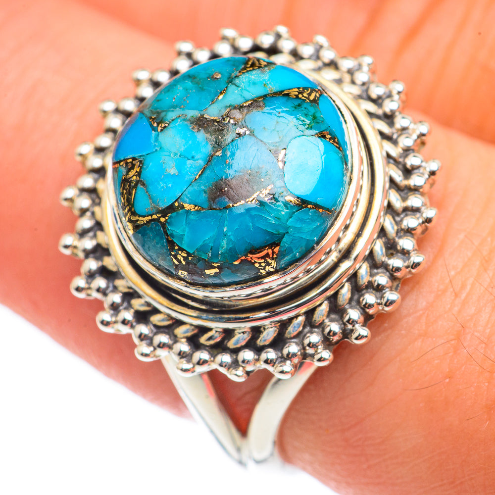 Blue Copper Composite Turquoise Rings handcrafted by Anasilvercos - RING68987