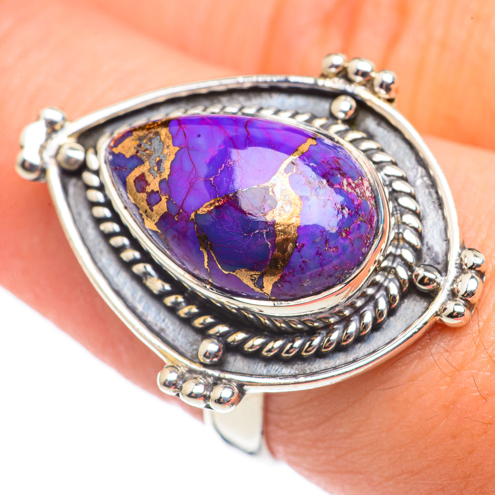 Purple Copper Composite Turquoise Rings handcrafted by Anasilvercos - RING69007