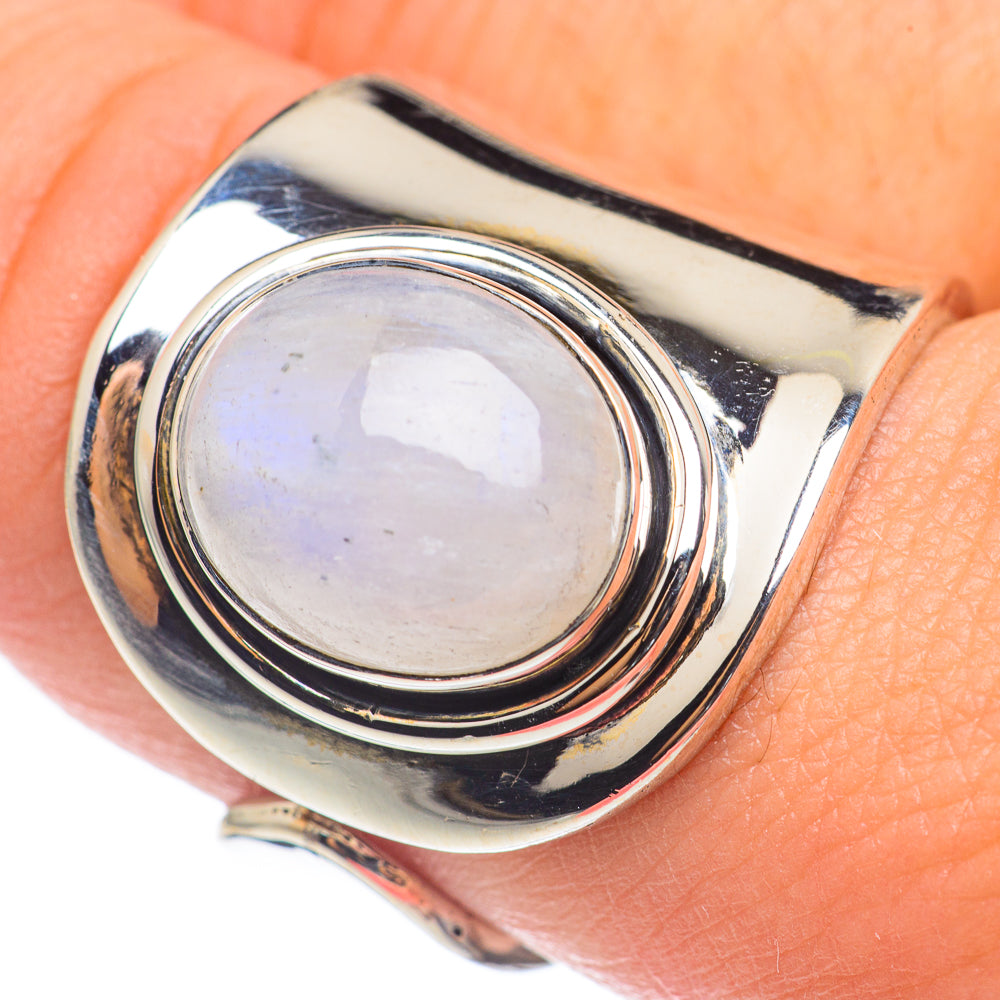 Rainbow Moonstone Rings handcrafted by Anasilvercos - RING69013