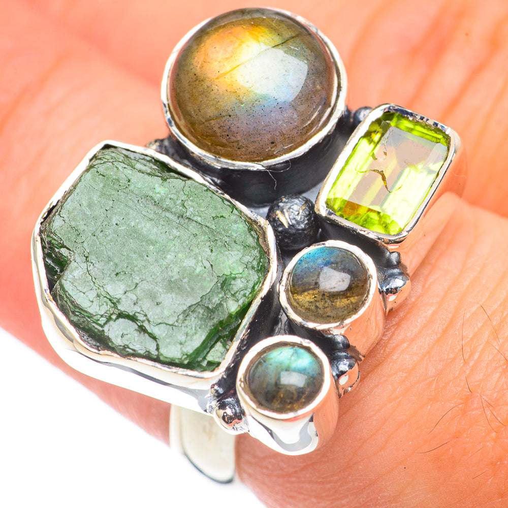 Chrysoprase, Labradorite, Peridot Rings handcrafted by Anasilvercos - RING69029