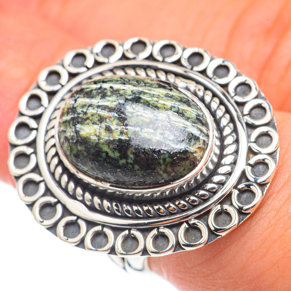 Green Vein Jasper Rings handcrafted by Anasilvercos - RING69031
