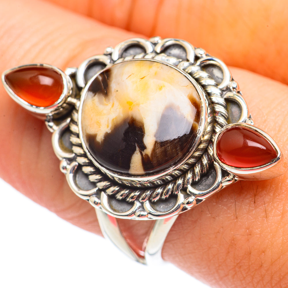 Peanut Wood Jasper, Red Onyx Rings handcrafted by Anasilvercos - RING69033