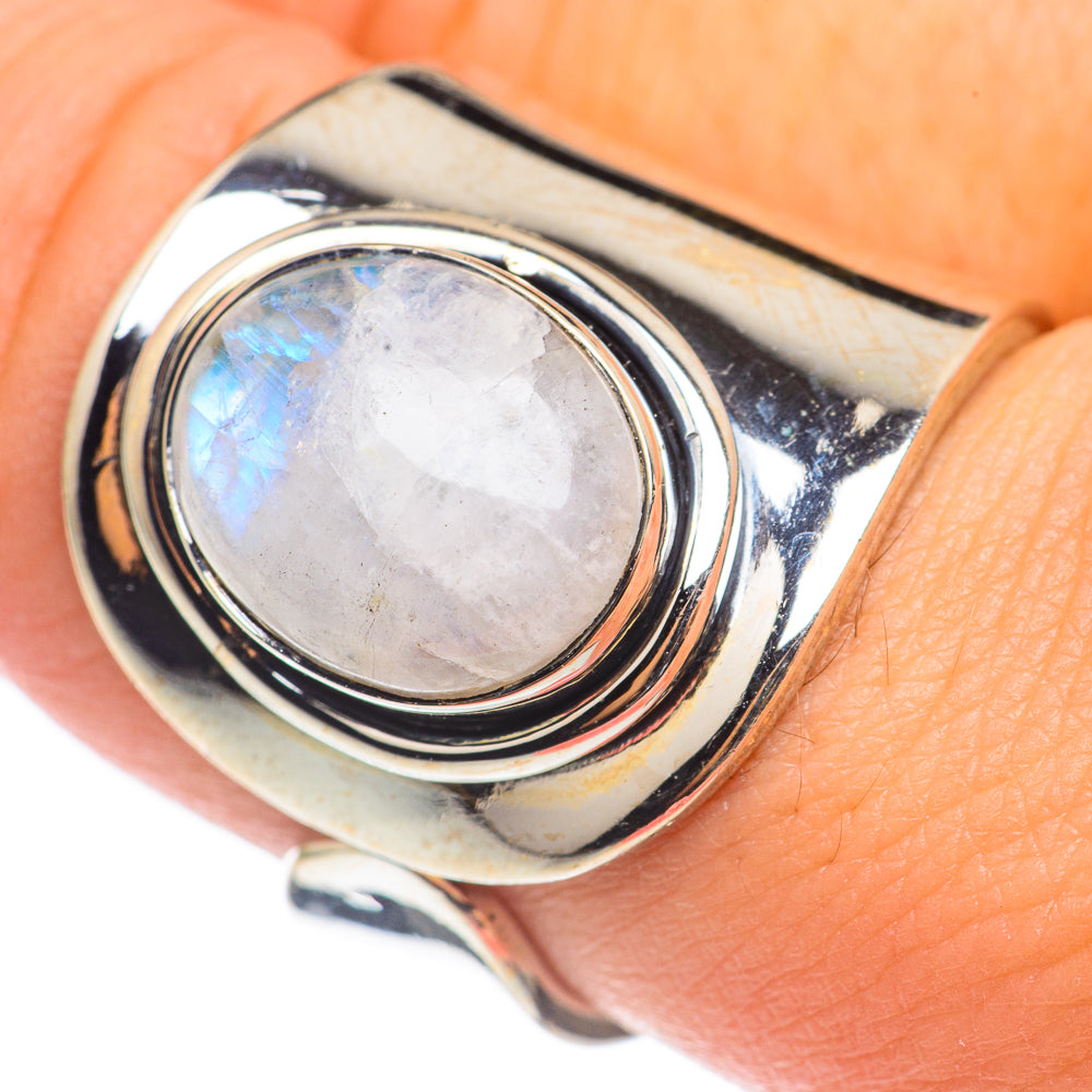 Rainbow Moonstone Rings handcrafted by Anasilvercos - RING69057