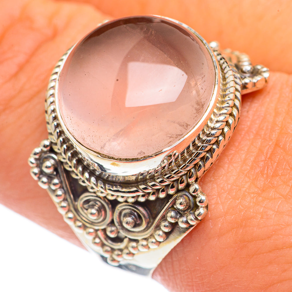Rose Quartz Rings handcrafted by Anasilvercos - RING69074