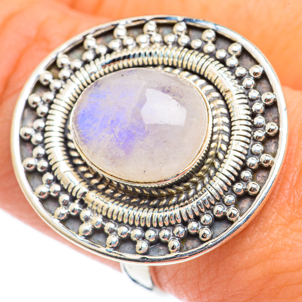 Rainbow Moonstone Rings handcrafted by Anasilvercos - RING69089