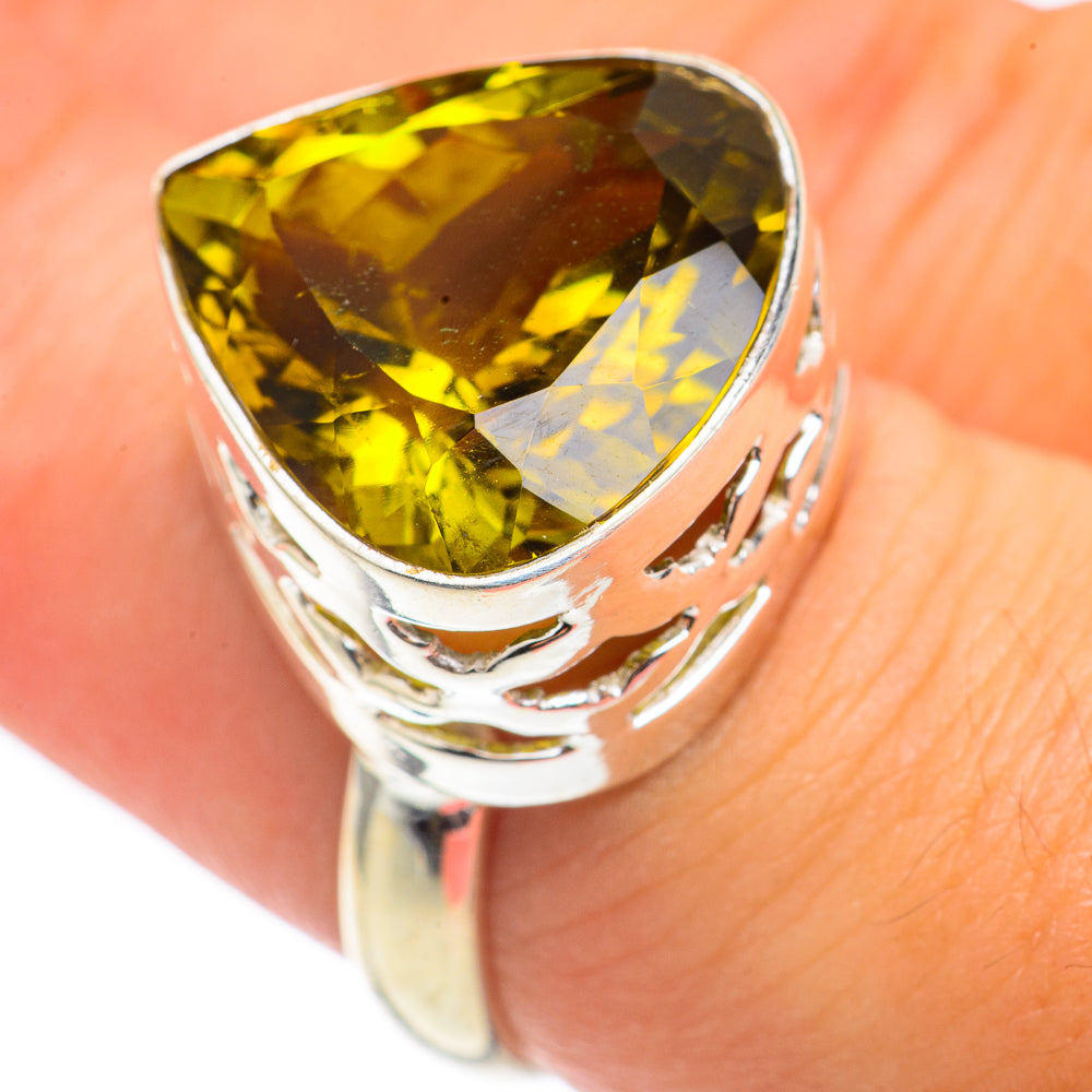 Olive Quartz Rings handcrafted by Anasilvercos - RING69097