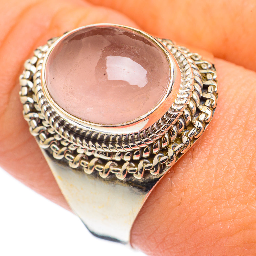 Rose Quartz Rings handcrafted by Anasilvercos - RING69112