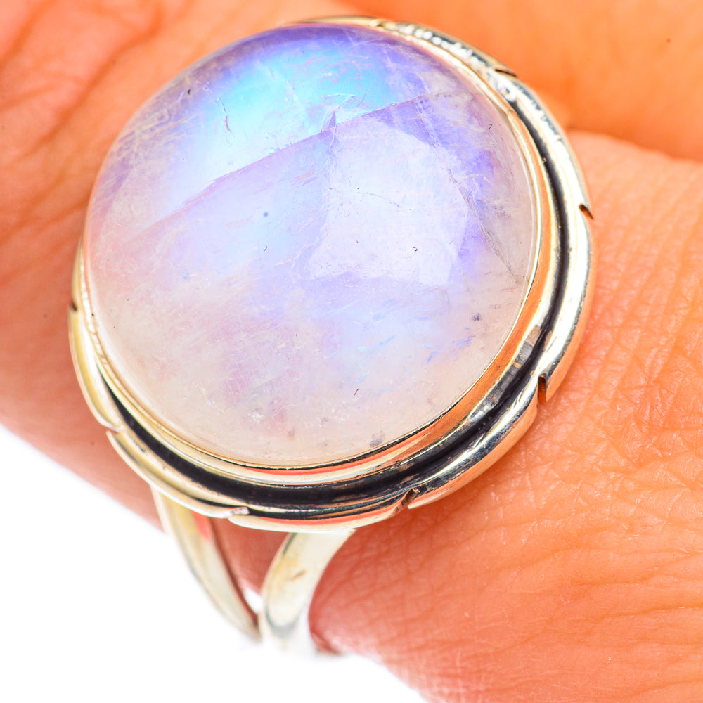 Rainbow Moonstone Rings handcrafted by Anasilvercos - RING69190