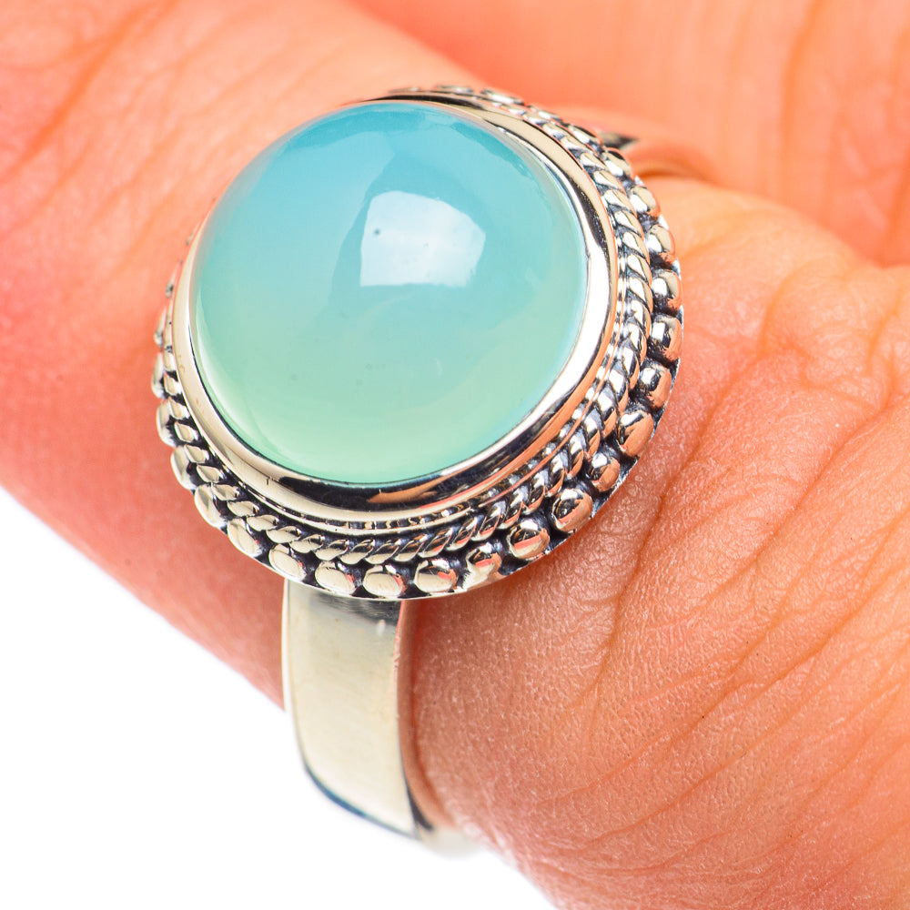 Aqua Chalcedony Rings handcrafted by Anasilvercos - RING69195