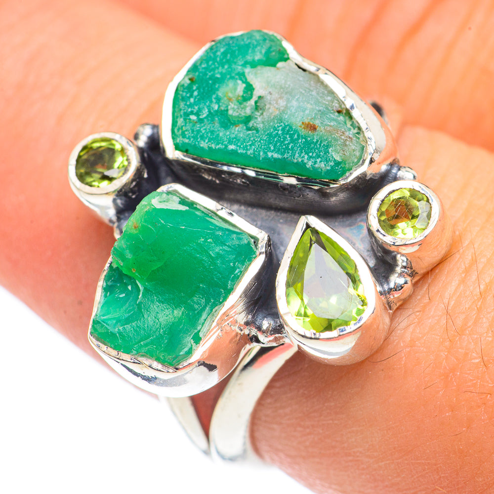 Chrysoprase, Peridot Rings handcrafted by Anasilvercos - RING69201