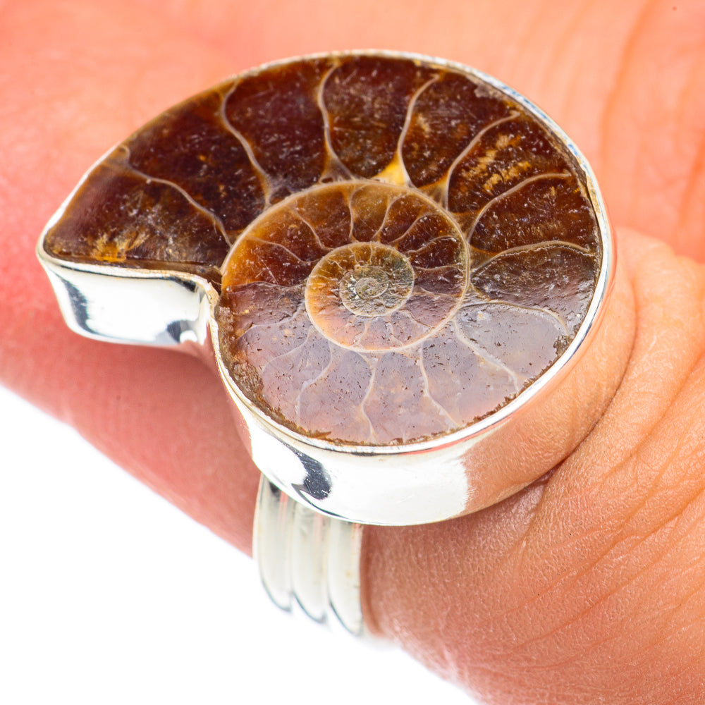 Ammonite Fossil Rings handcrafted by Anasilvercos - RING69239