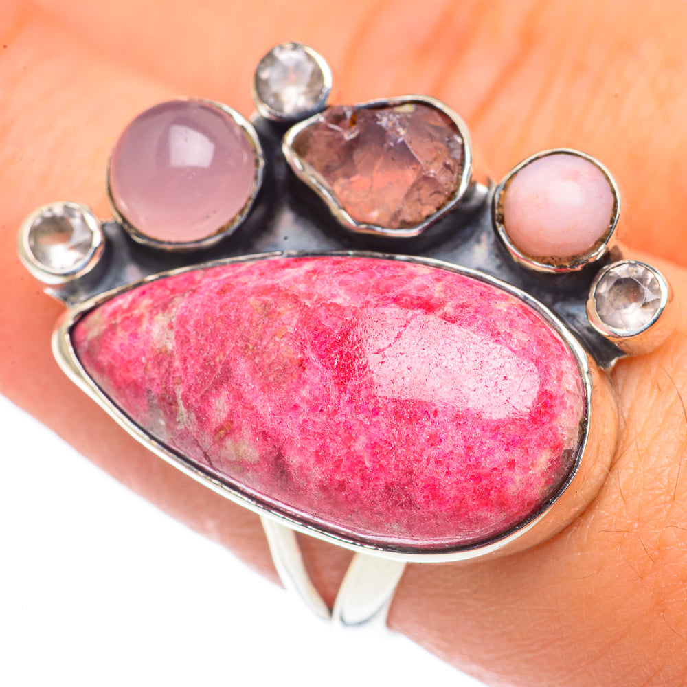 Thulite, Rose Quartz, Pink Opal Rings handcrafted by Anasilvercos - RING69243