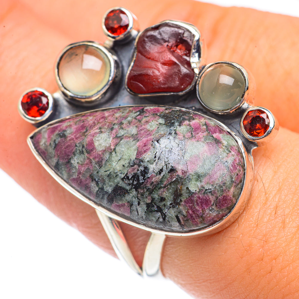Russian Eudialyte, Garnet, Prehnite Rings handcrafted by Anasilvercos - RING69245