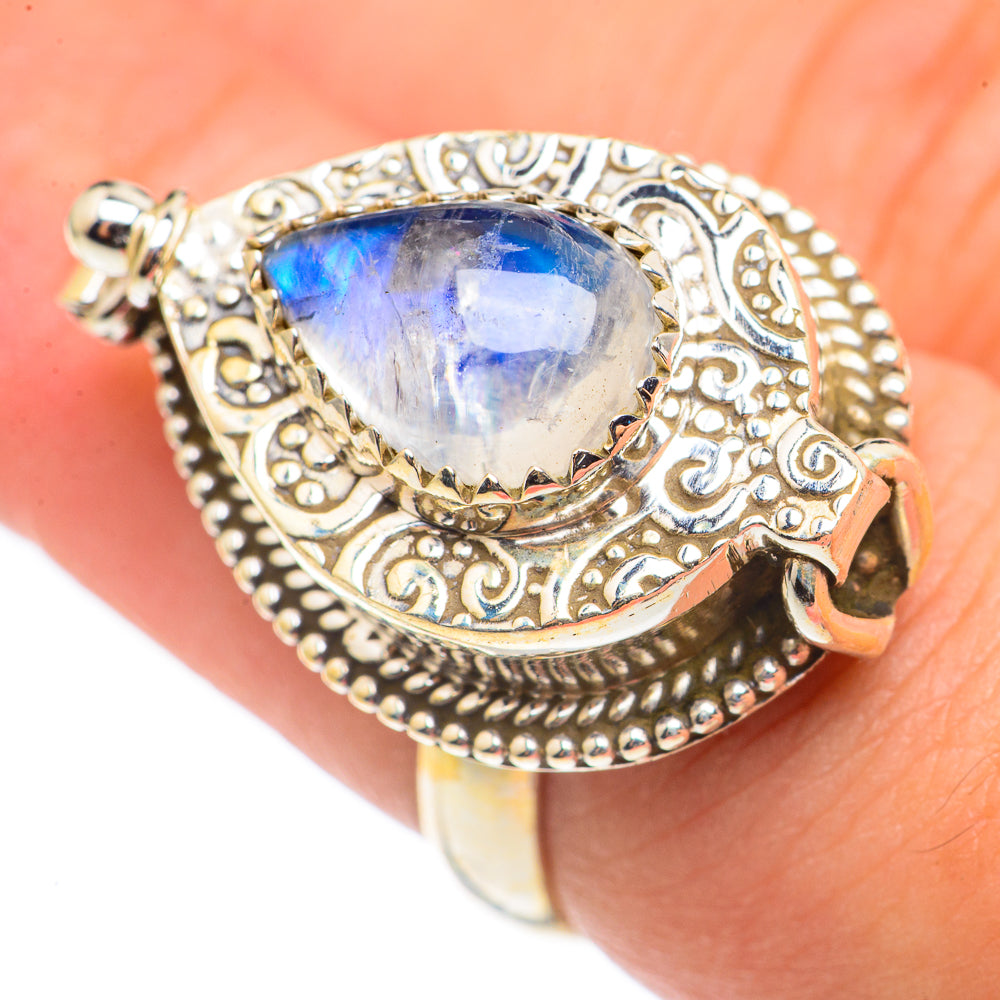 Rainbow Moonstone Rings handcrafted by Anasilvercos - RING69255