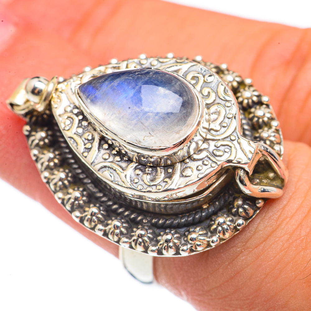 Rainbow Moonstone Rings handcrafted by Anasilvercos - RING69256