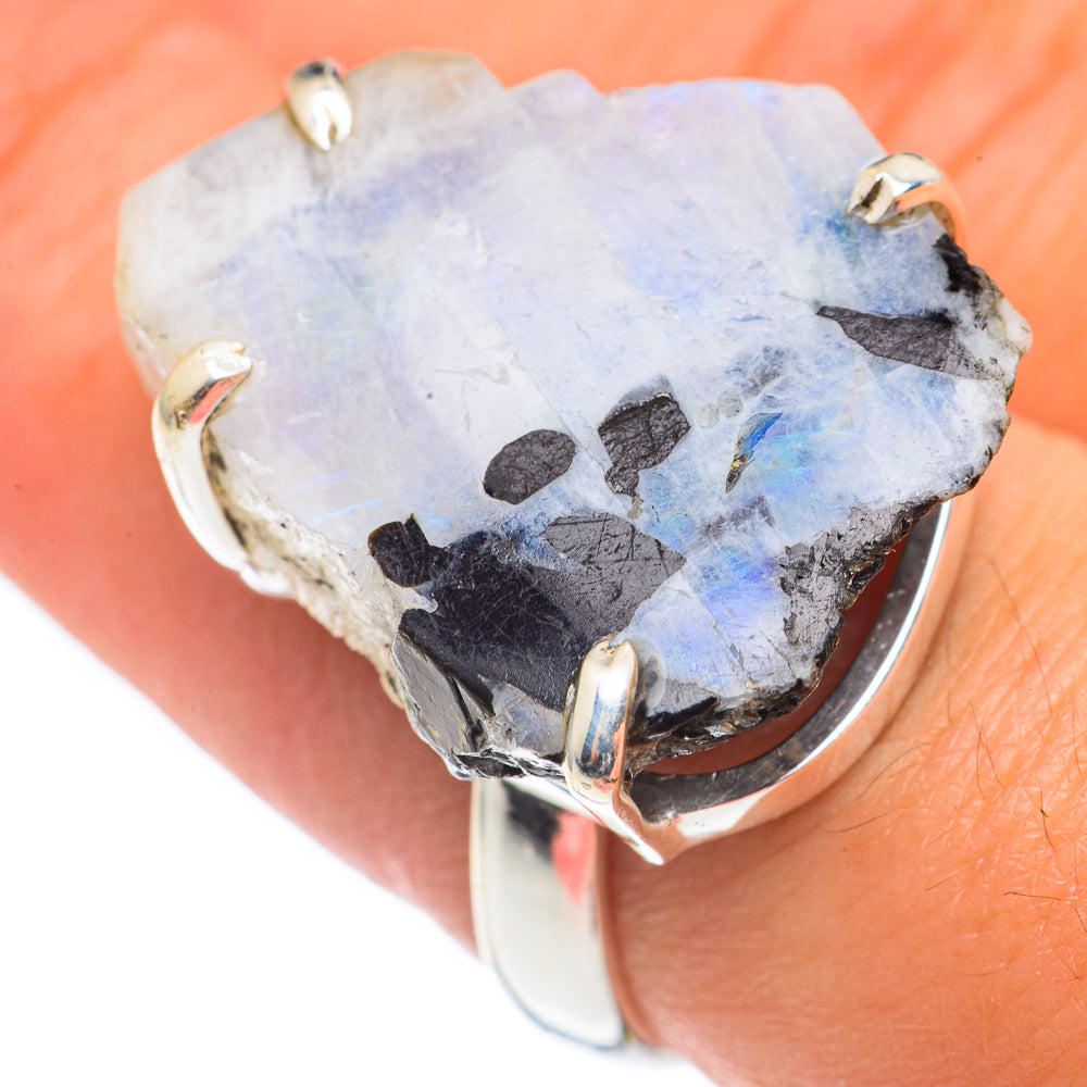 Rainbow Moonstone Rings handcrafted by Anasilvercos - RING69283