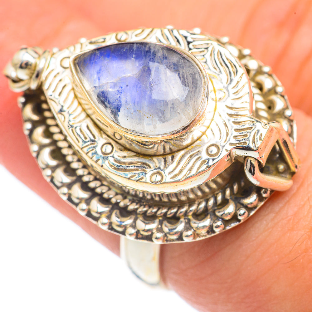 Rainbow Moonstone Rings handcrafted by Anasilvercos - RING69285