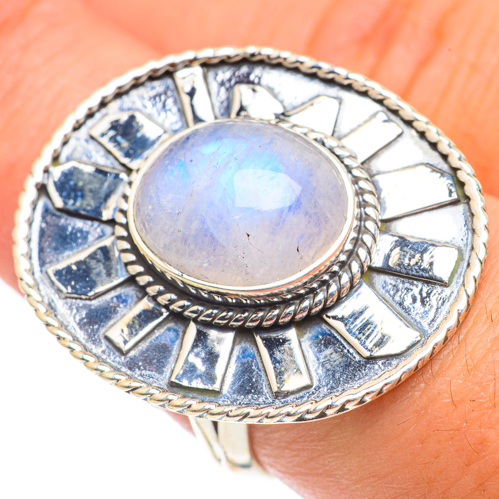 Rainbow Moonstone Rings handcrafted by Anasilvercos - RING69287