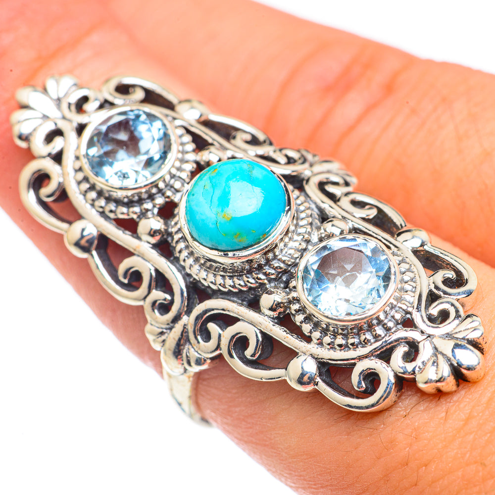 Arizona Turquoise, Blue Topaz Rings handcrafted by Anasilvercos - RING69295