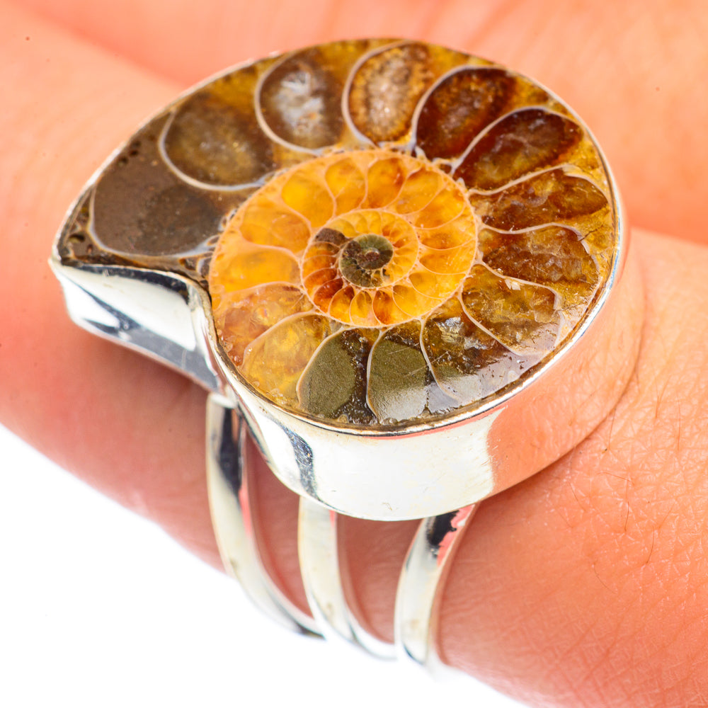 Ammonite Fossil Rings handcrafted by Anasilvercos - RING69297