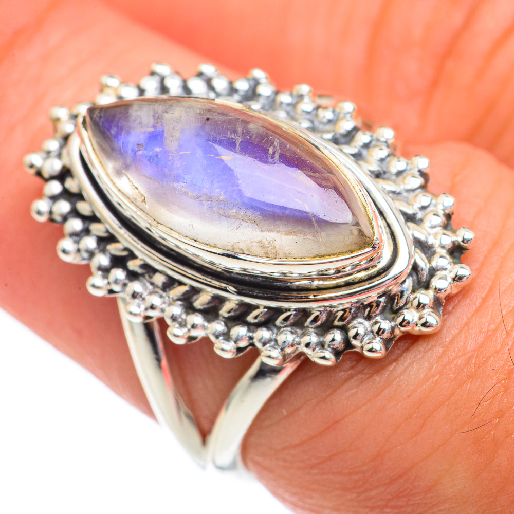 Rainbow Moonstone Rings handcrafted by Anasilvercos - RING69333