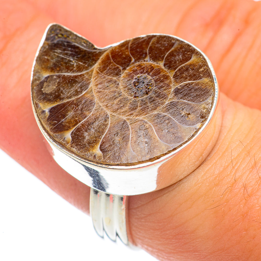 Ammonite Fossil Rings handcrafted by Anasilvercos - RING69348