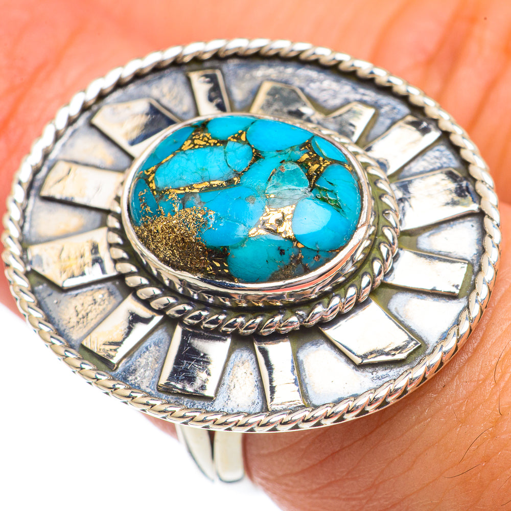 Blue Copper Composite Turquoise Rings handcrafted by Anasilvercos - RING69380