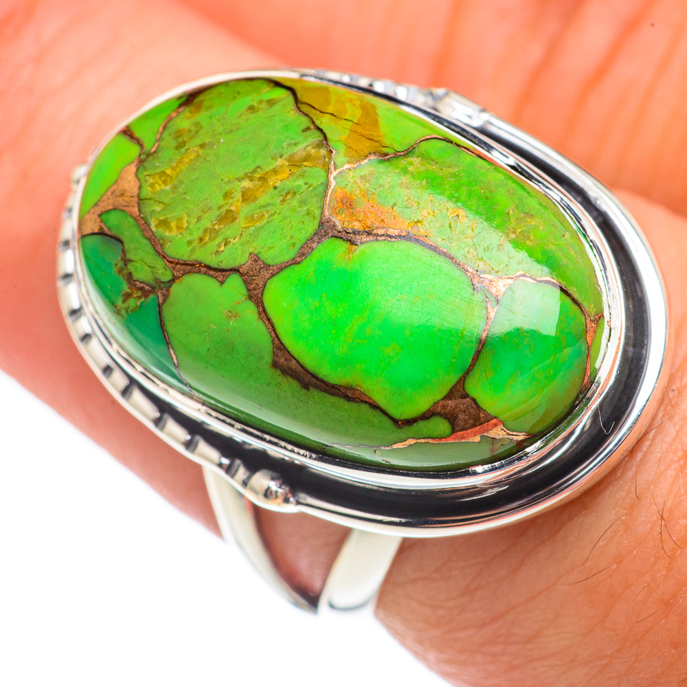Green Copper Composite Turquoise Rings handcrafted by Anasilvercos - RING69384