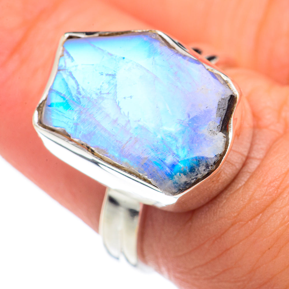Rainbow Moonstone Rings handcrafted by Anasilvercos - RING69443