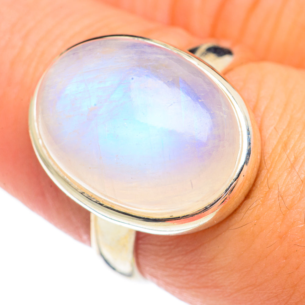 Rainbow Moonstone Rings handcrafted by Anasilvercos - RING69445