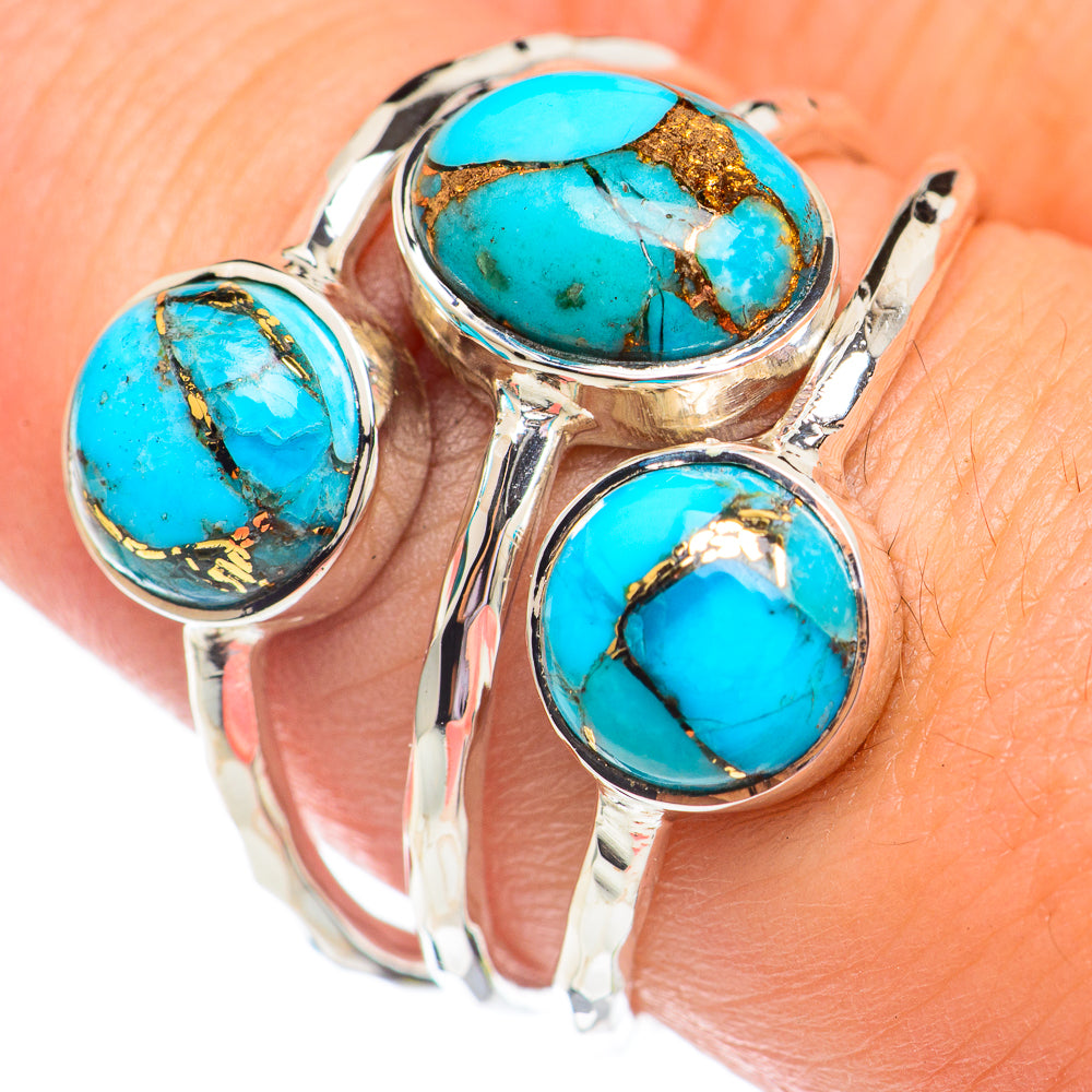 Blue Copper Composite Turquoise Rings handcrafted by Anasilvercos - RING69451