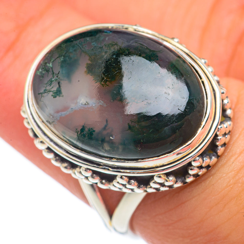Green Moss Agate Rings handcrafted by Anasilvercos - RING69455