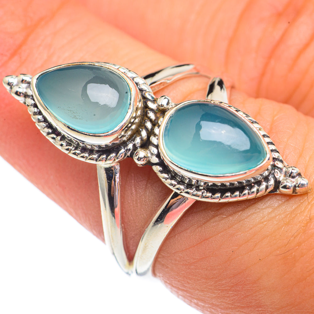 Aqua Chalcedony Rings handcrafted by Anasilvercos - RING69486