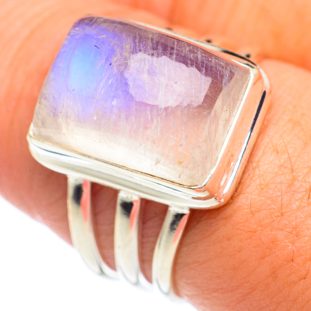Rainbow Moonstone Rings handcrafted by Anasilvercos - RING69510